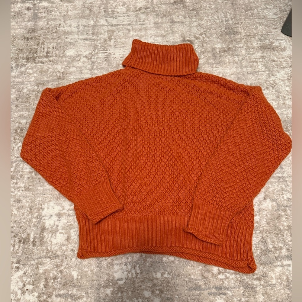 Cozy Orange Turtleneck Oversized Sweater L